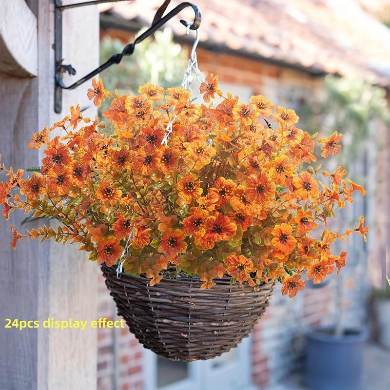 Artificial Fall Flower, 12pcs Outdoor UV Resistant Autumn Fake Flower, Decorative Plastic Greenery Shrub Plant for Wedding Home Garden Window Balcony Office - 图片 5