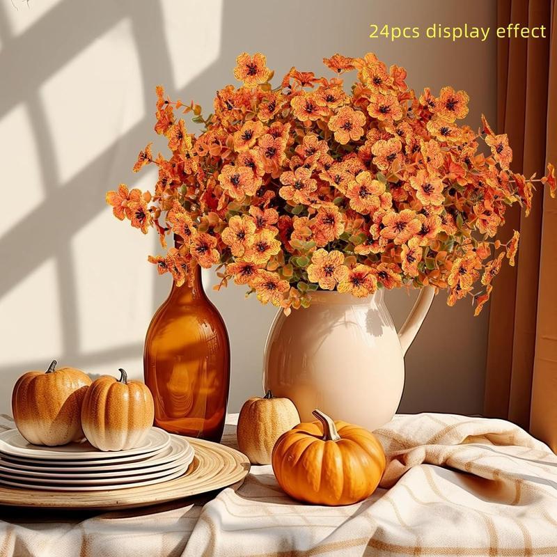 Artificial Fall Flower, 12pcs Outdoor UV Resistant Autumn Fake Flower, Decorative Plastic Greenery Shrub Plant for Wedding Home Garden Window Balcony Office - 图片 6