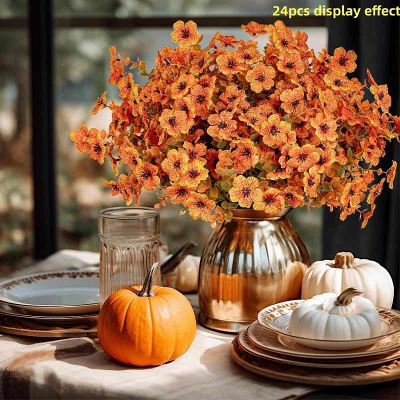 Artificial Fall Flower, 12pcs Outdoor UV Resistant Autumn Fake Flower, Decorative Plastic Greenery Shrub Plant for Wedding Home Garden Window Balcony Office - 图片 7