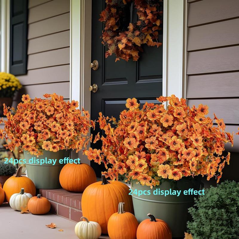 Artificial Fall Flower, 12pcs Outdoor UV Resistant Autumn Fake Flower, Decorative Plastic Greenery Shrub Plant for Wedding Home Garden Window Balcony Office - 图片 8