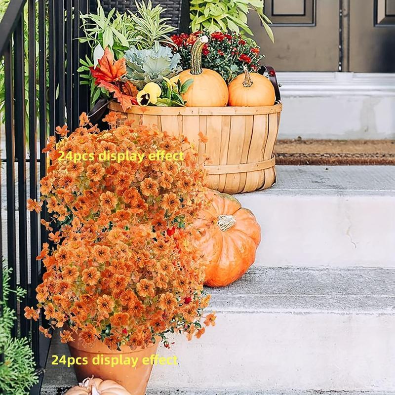 Artificial Fall Flower, 12pcs Outdoor UV Resistant Autumn Fake Flower, Decorative Plastic Greenery Shrub Plant for Wedding Home Garden Window Balcony Office - 图片 9